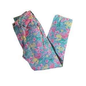 Vintage 80s 90s United Colors Of Benetton Floral Jeans - Pink, Yellow, Green